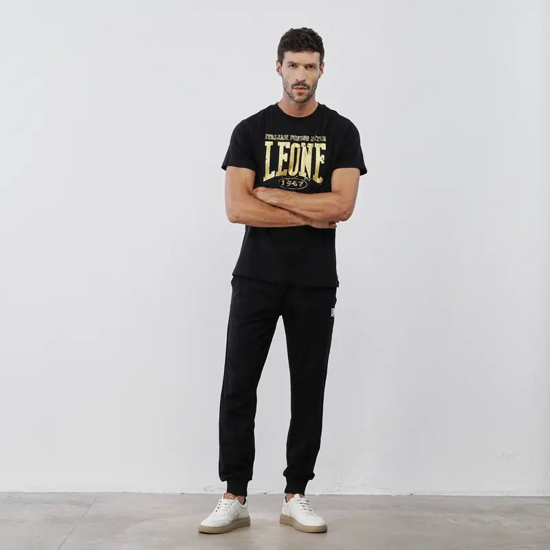 Pantaloni lunghi sportivi neri da uomo con logo