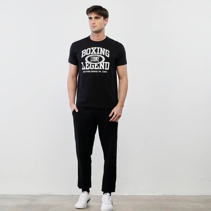 Pantaloni sportivi neri con coulisse e polsini