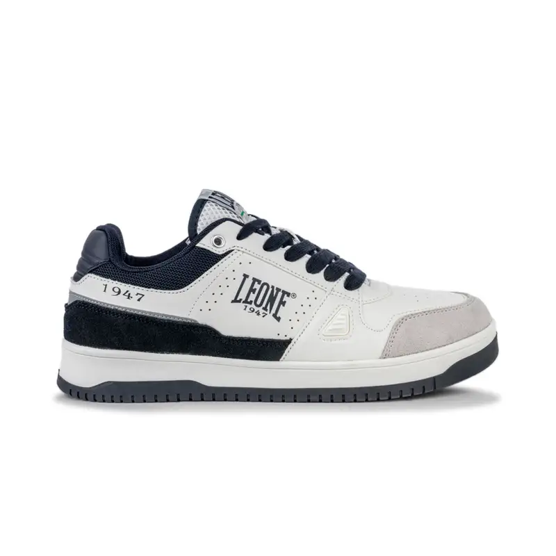 Sneakers basket bianche e blu da uomo con logo