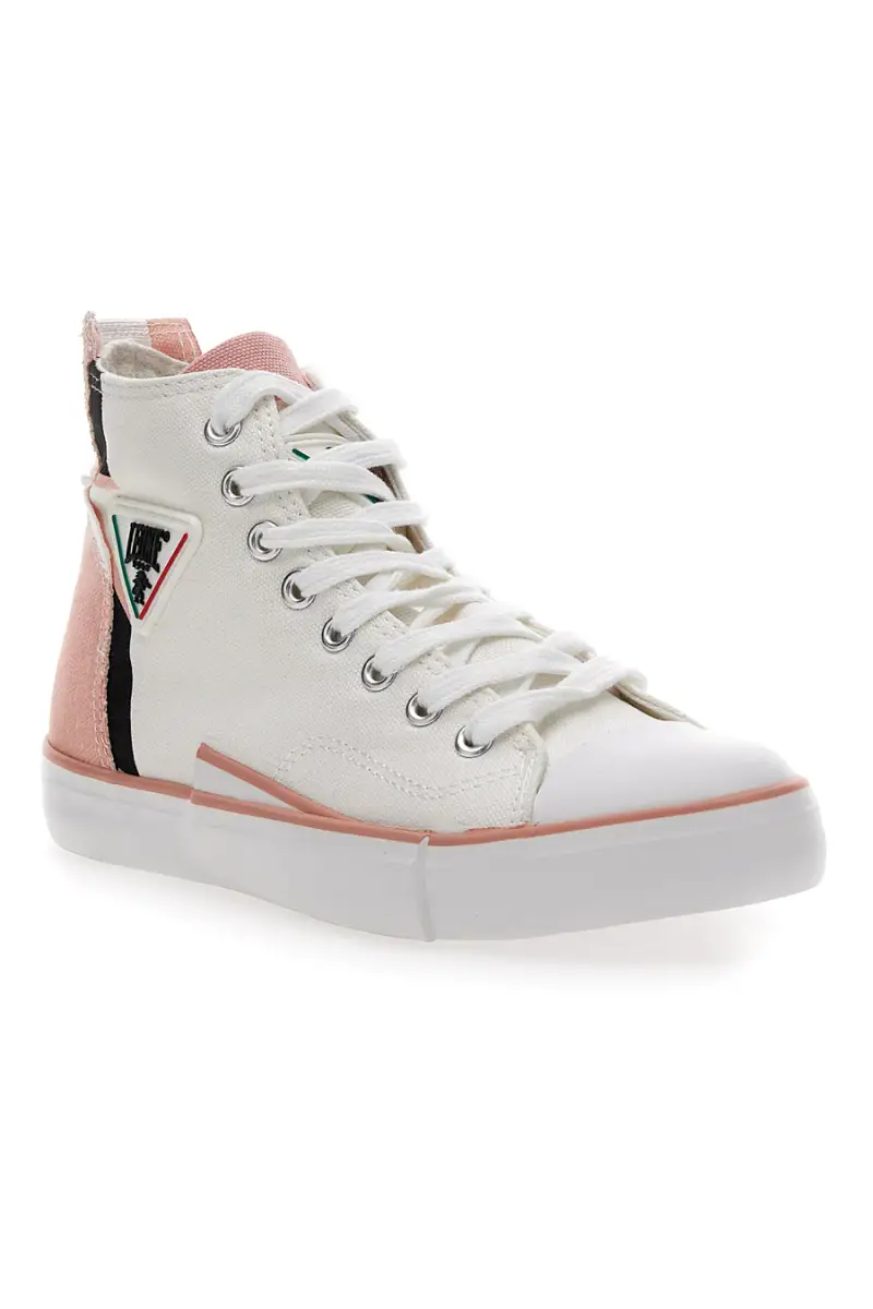 Sneakers Mid Cut in Tela Bianche Leone 41 [ROSA] miniatura 2