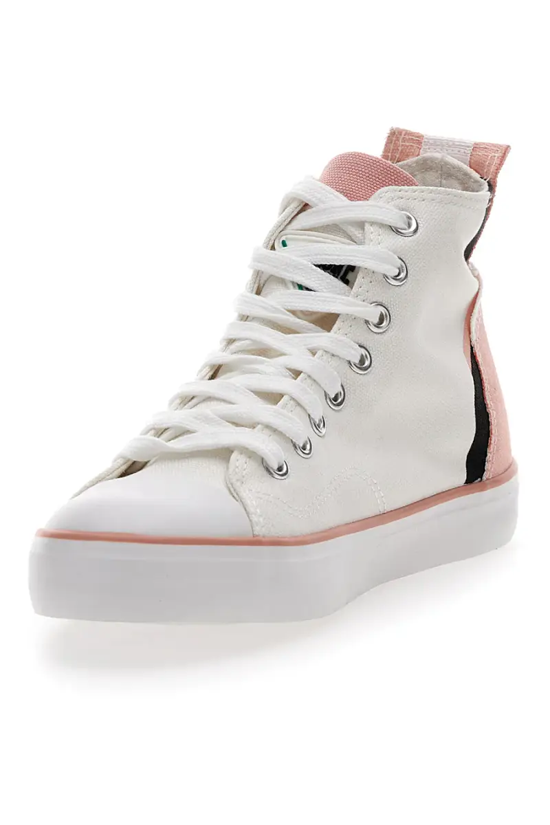 Sneakers Mid Cut in Tela Bianche Leone 41 [ROSA] miniatura 3