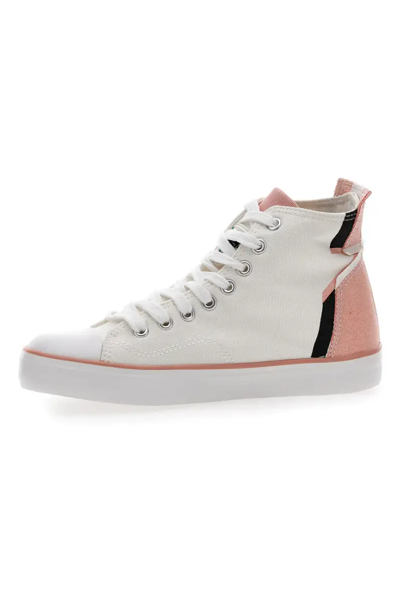 Sneakers Mid Cut in Tela Bianche Leone 41 [ROSA] miniatura 4
