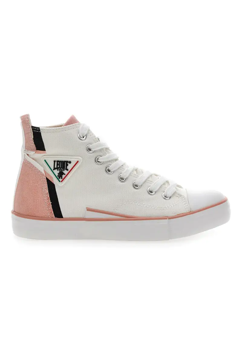 Sneakers Mid Cut in Tela Bianche Leone 41 [ROSA]