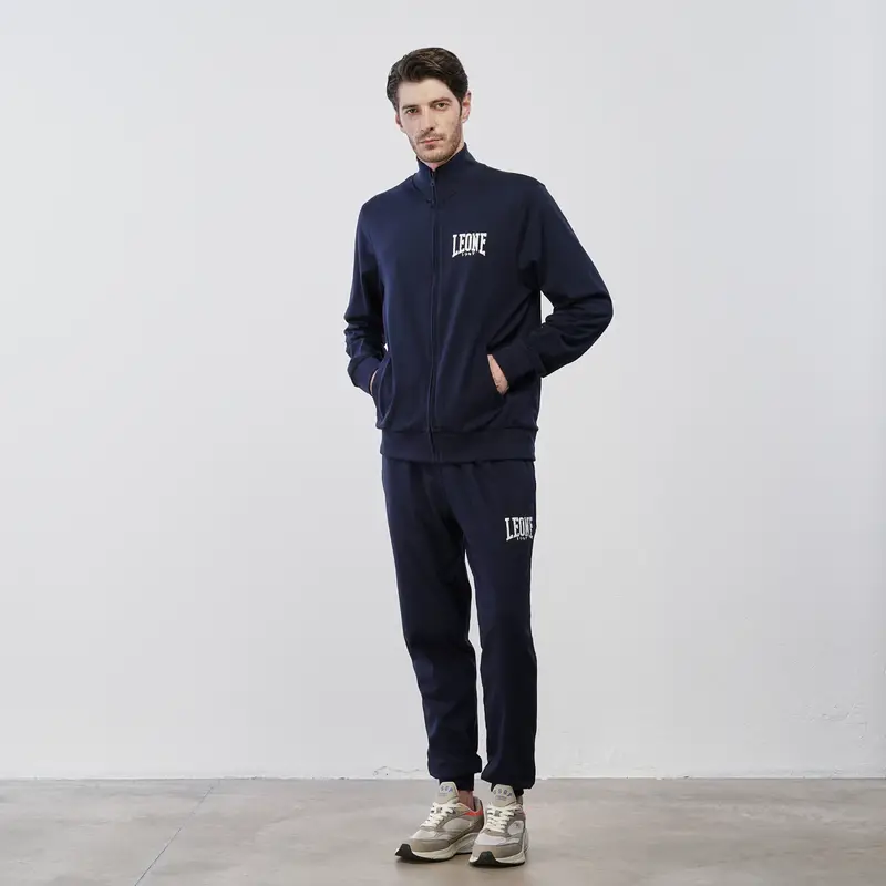 Tuta sportiva blu da uomo in cotone con logo