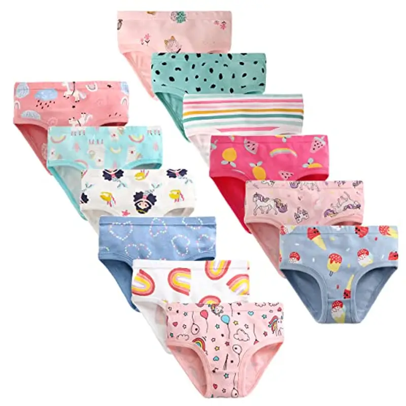 LeQeZe Bambine 12 Pezzi Mutandine di Cotone per Bimba Slip 8-9 Anni?Girls Briefs-03,Etichetta del Produttore 150?