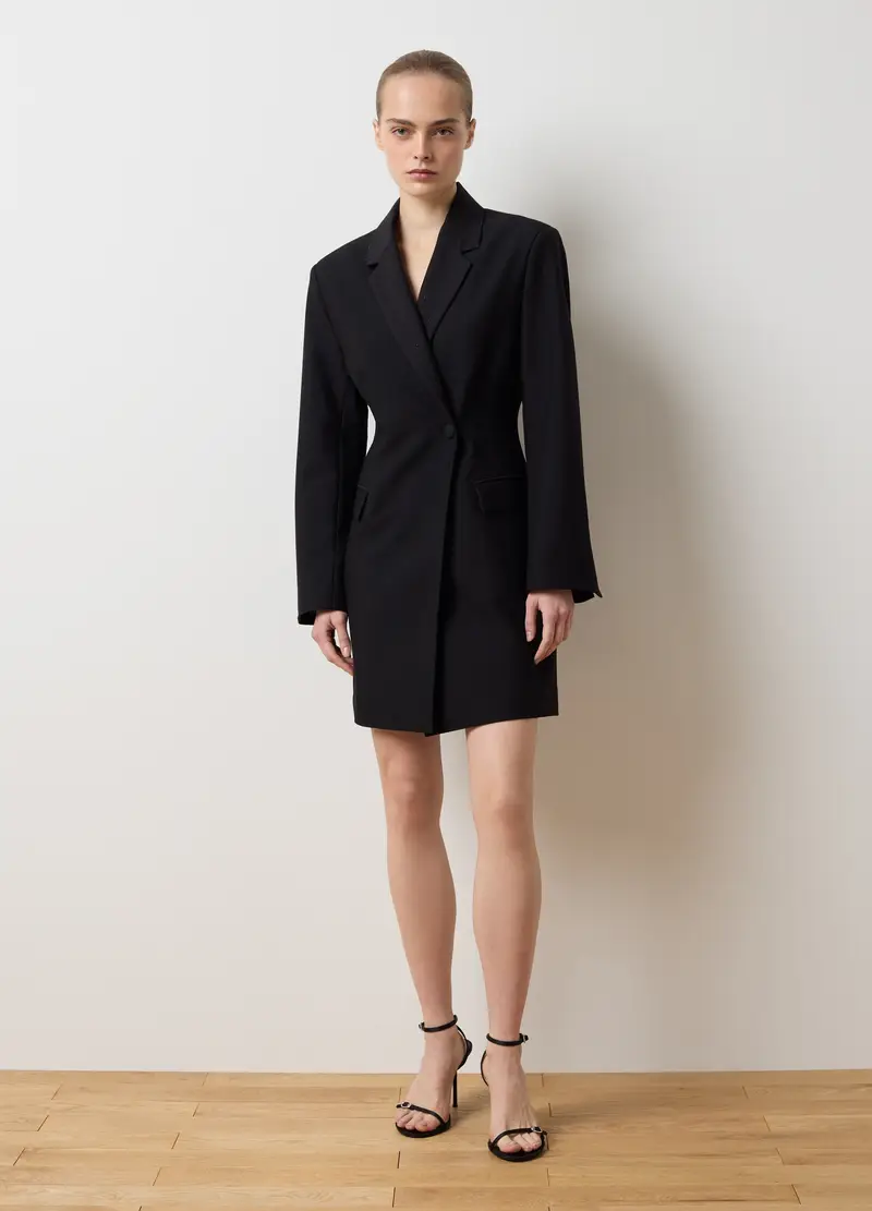 Abito Elegante Nero Vestibilità Fitted Con Zip, Donna, Nero