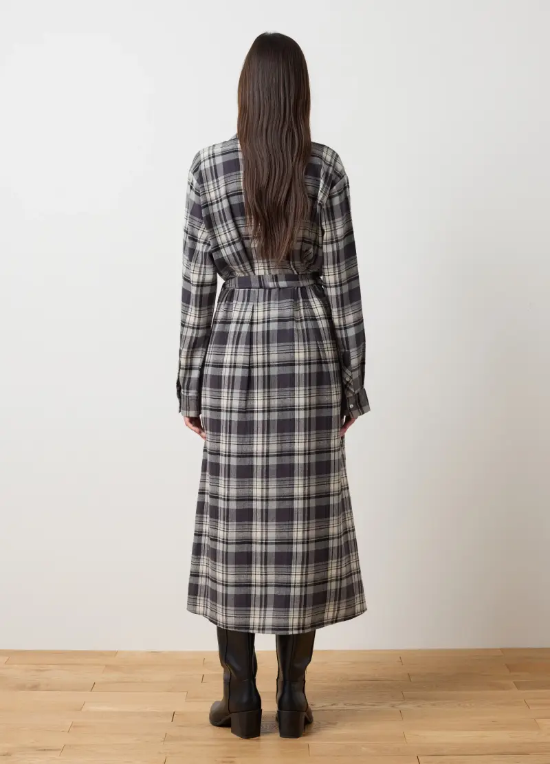 Abito Lungo A Quadri Multicolor In Puro Cotone Regular Fit, Donna, Multicolor miniatura 3