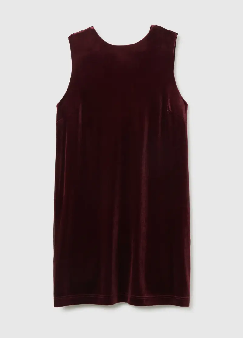 Abito Senza Maniche In Velluto Rosso Slim Fit, Donna, Rosso