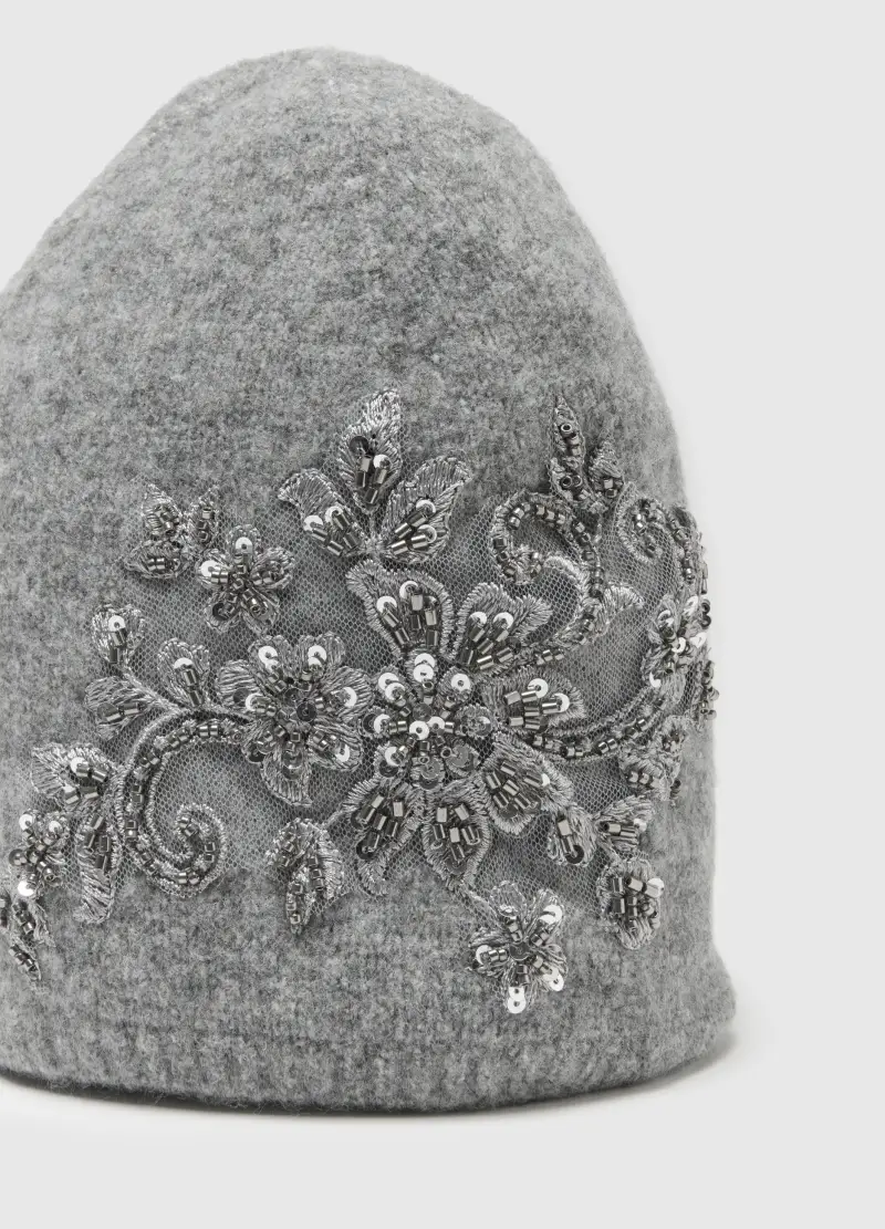 Berretto Grigio Con Paillettes, Donna, Grigio miniatura 3