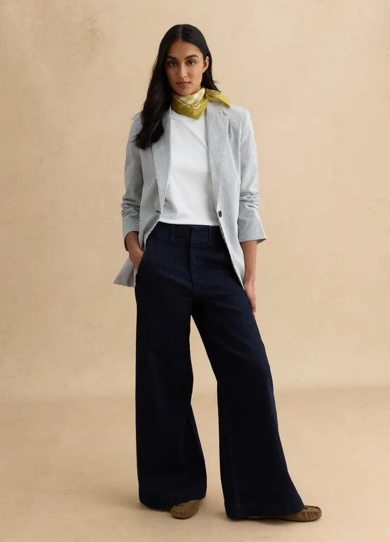 Blazer Multicolor In Cotone Elasticizzato, Donna, Azzurro miniatura 2