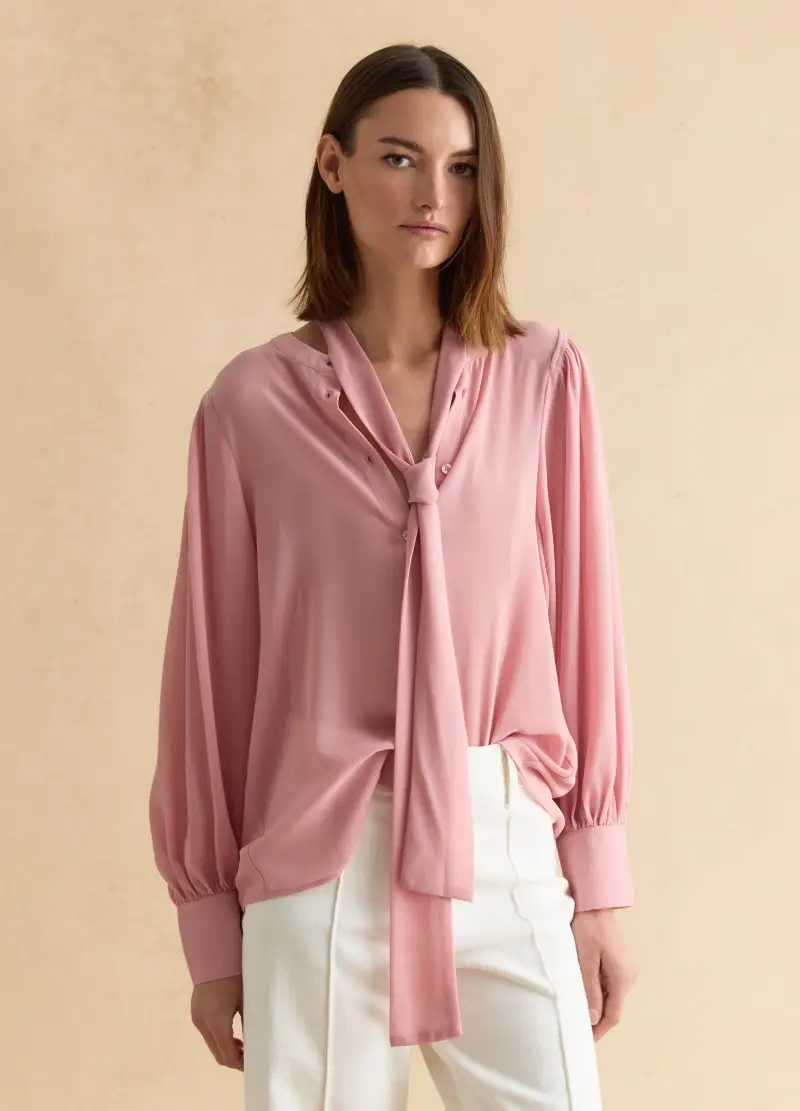 Blusa Rosa Regular Fit Con Bottoni, Donna, Rosa miniatura 3