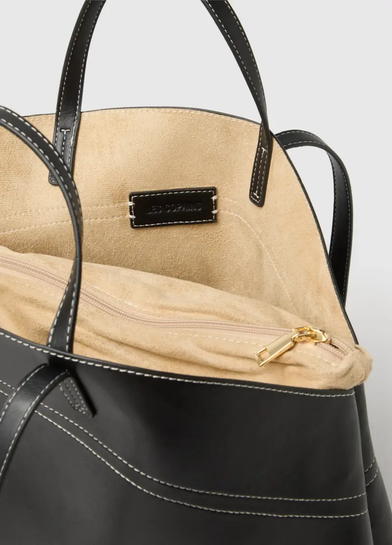 , Borsa Shopper Nera, Donna, Nero miniatura 3