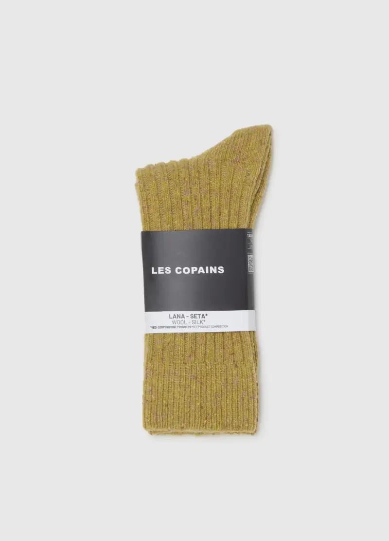 Calzini Lunghi Gialli In Misto Lana E Seta, Donna, Giallo