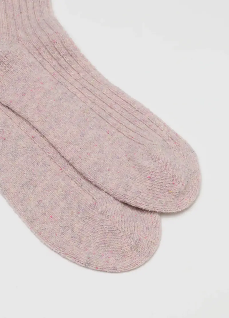 Calzini Lunghi Lilla In Misto Lana E Seta, Donna, Viola miniatura 3