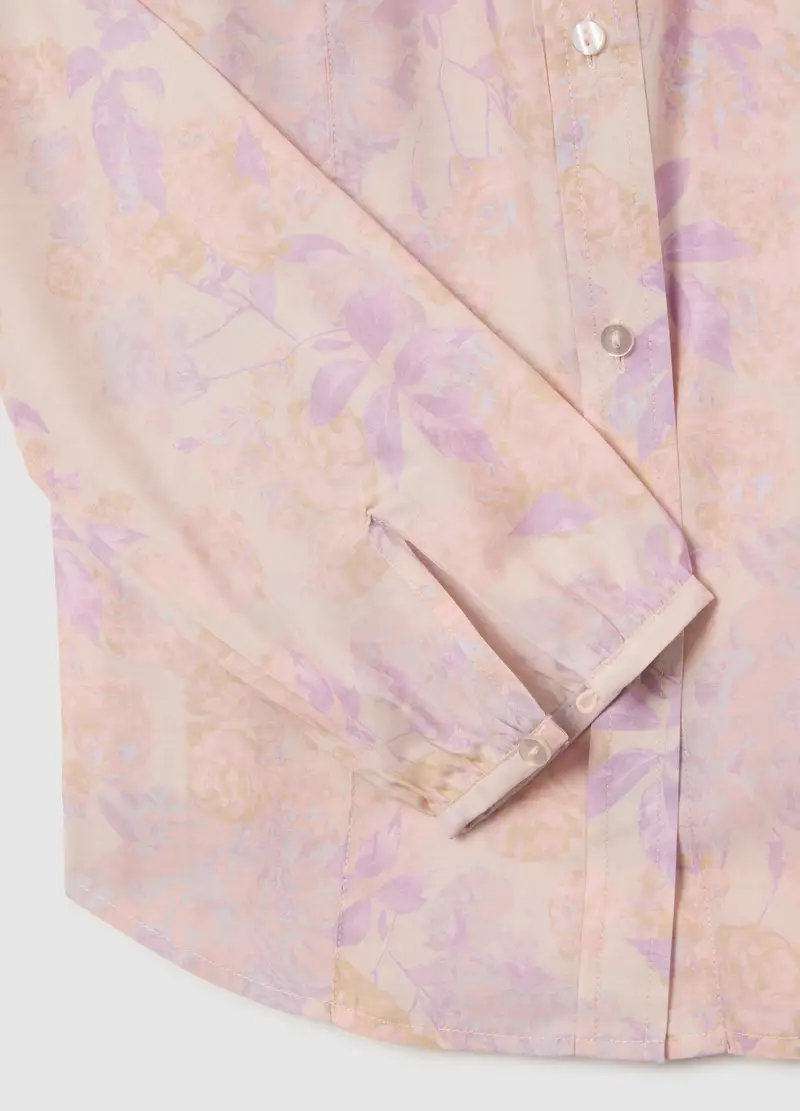 Camicia Floreale In Raso Multicolor Regular Fit, Donna, Multicolor miniatura 2