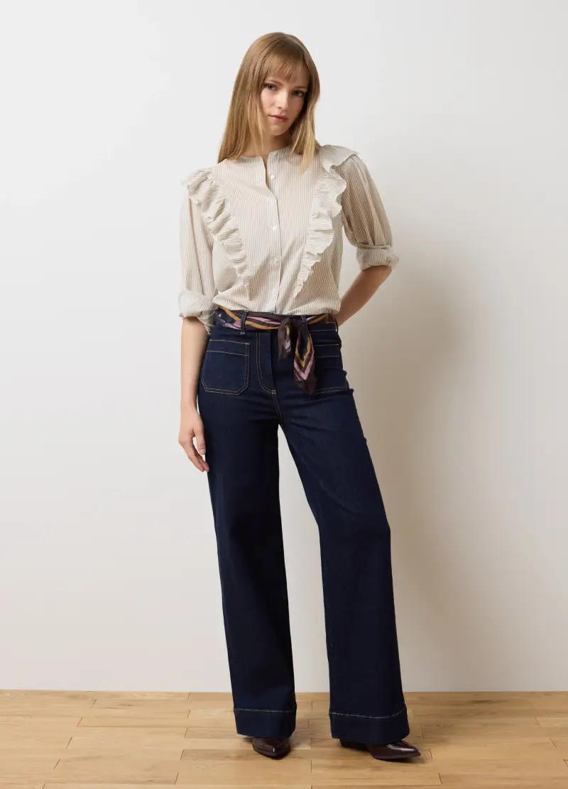 Camicia In Puro Cotone Beige Regular Fit, Donna, Beige miniatura 2