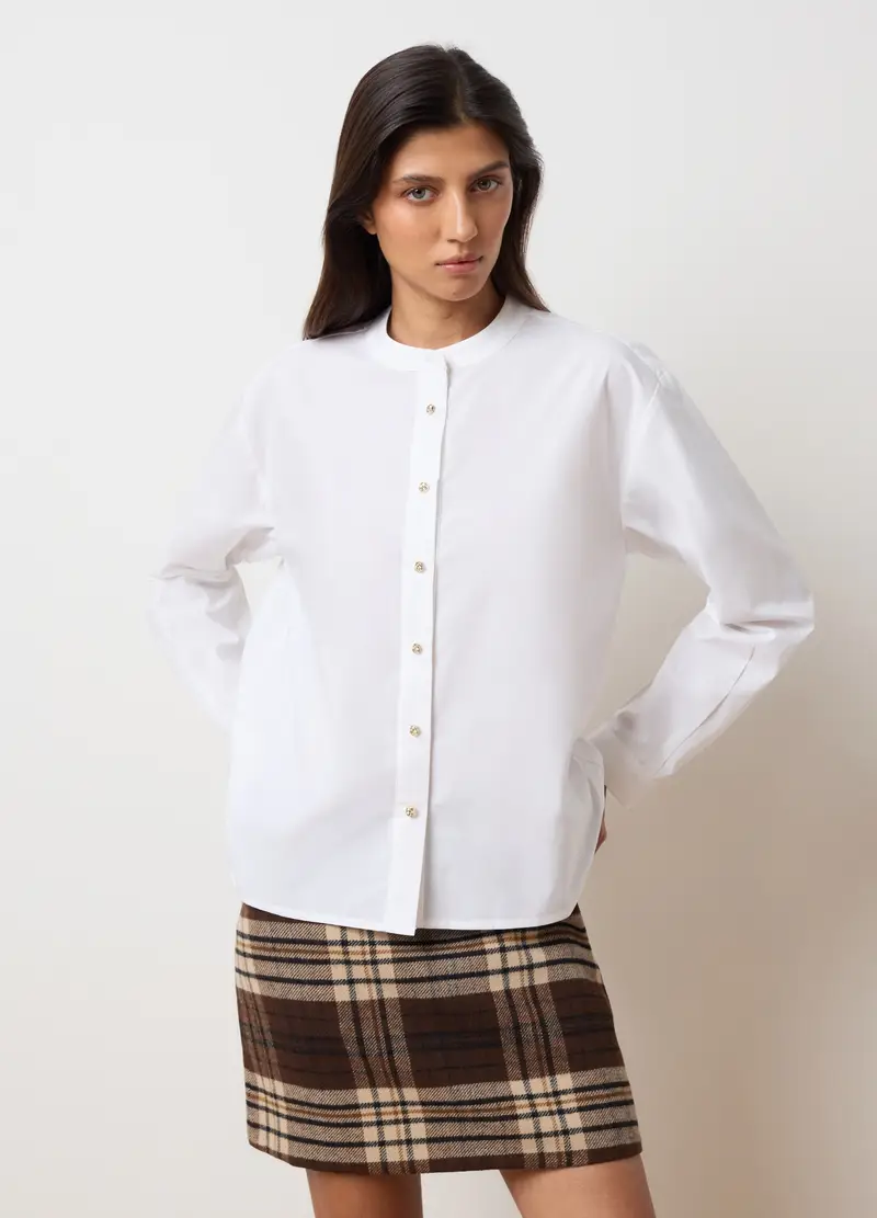 , Camicia In Puro Cotone Bianca Regular Fit, Donna, Bianco miniatura 3