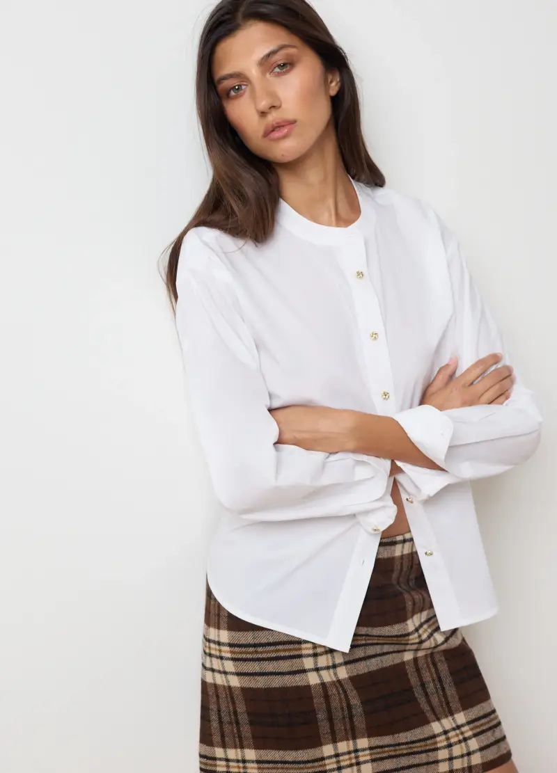 Camicia In Puro Cotone Bianca Regular Fit, Donna, Bianco