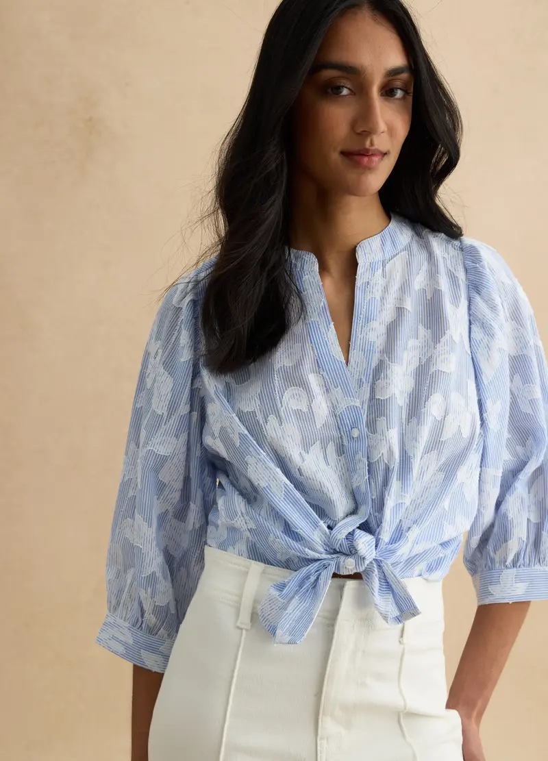 Camicia In Puro Cotone Multicolor Regular Fit Con Design Floreale, Donna, Multicolor