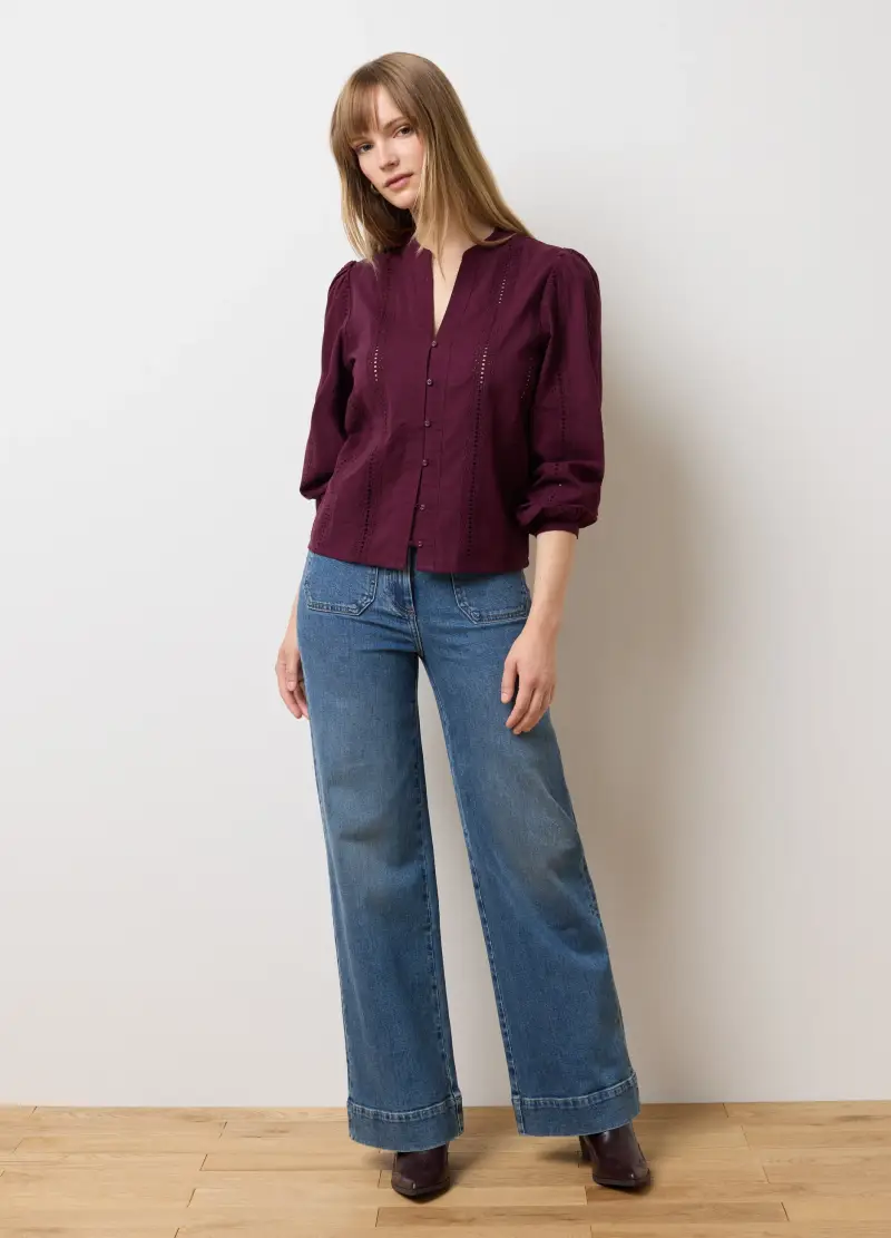 Camicia In Puro Cotone Rosso Regular Fit, Donna, Rosso miniatura 2