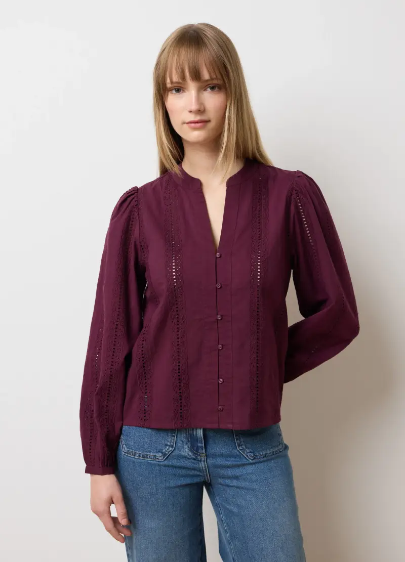 Camicia In Puro Cotone Rosso Regular Fit, Donna, Rosso miniatura 3