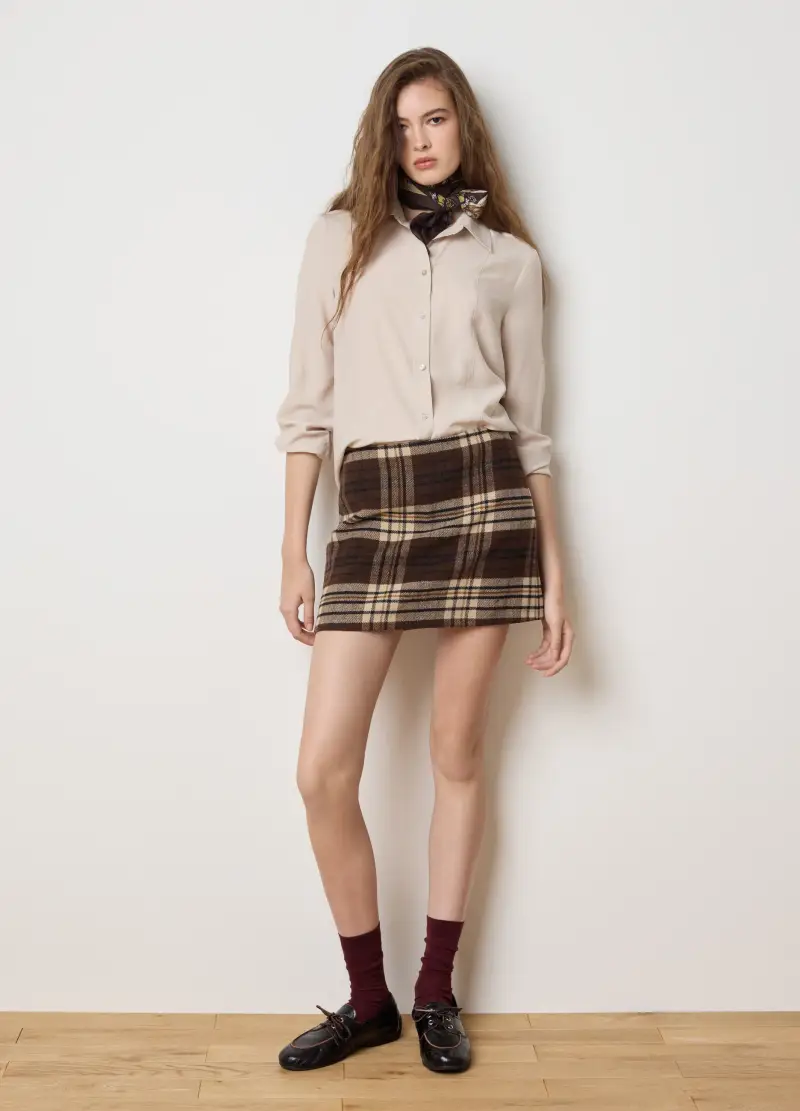 , Camicia In Raso Beige Regular Fit, Donna, Beige miniatura 2