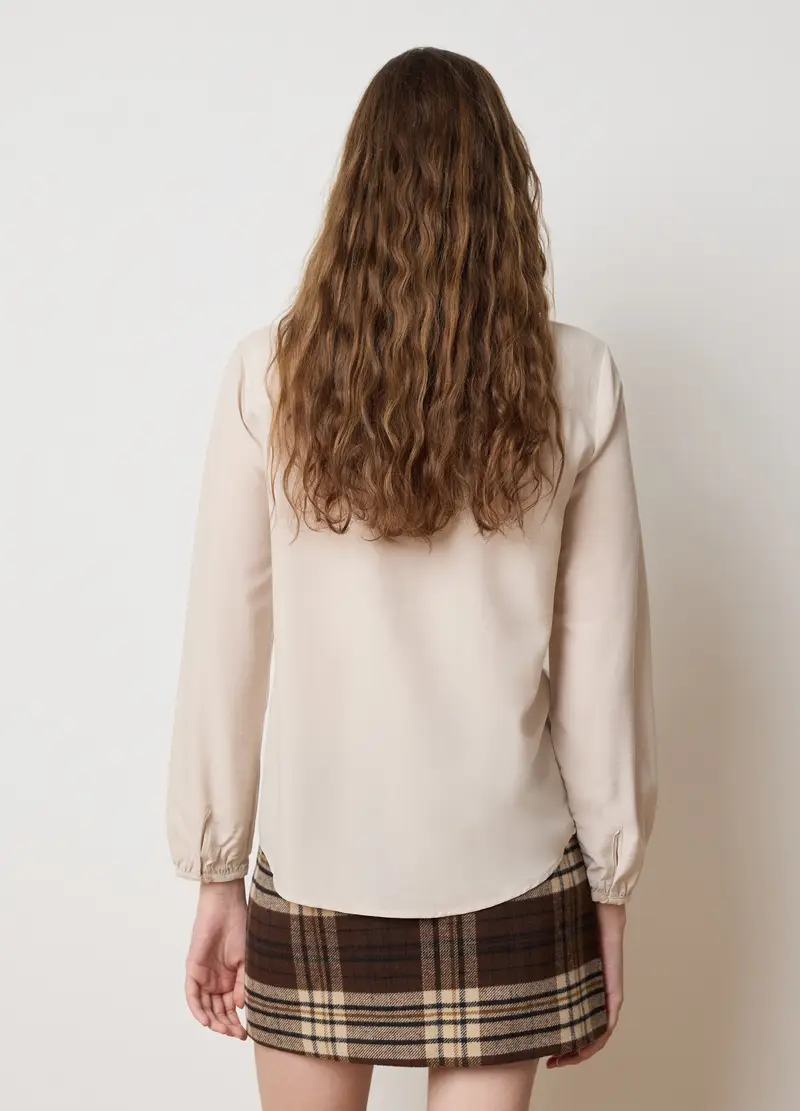 , Camicia In Raso Beige Regular Fit, Donna, Beige miniatura 3