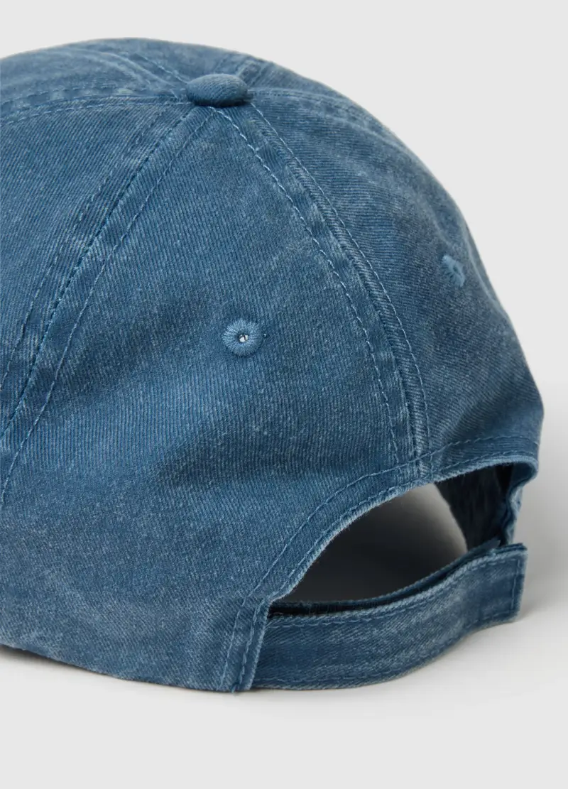 Cappello Da Baseball In Puro Cotone Blu Con Ricamo, Donna, Blu miniatura 3