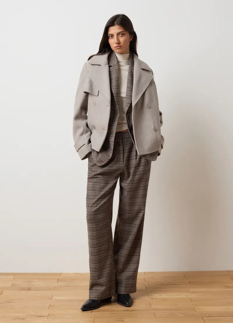 Cappotto In Misto Lana Beige Regular Fit Con Cappuccio, Donna, Beige miniatura 2