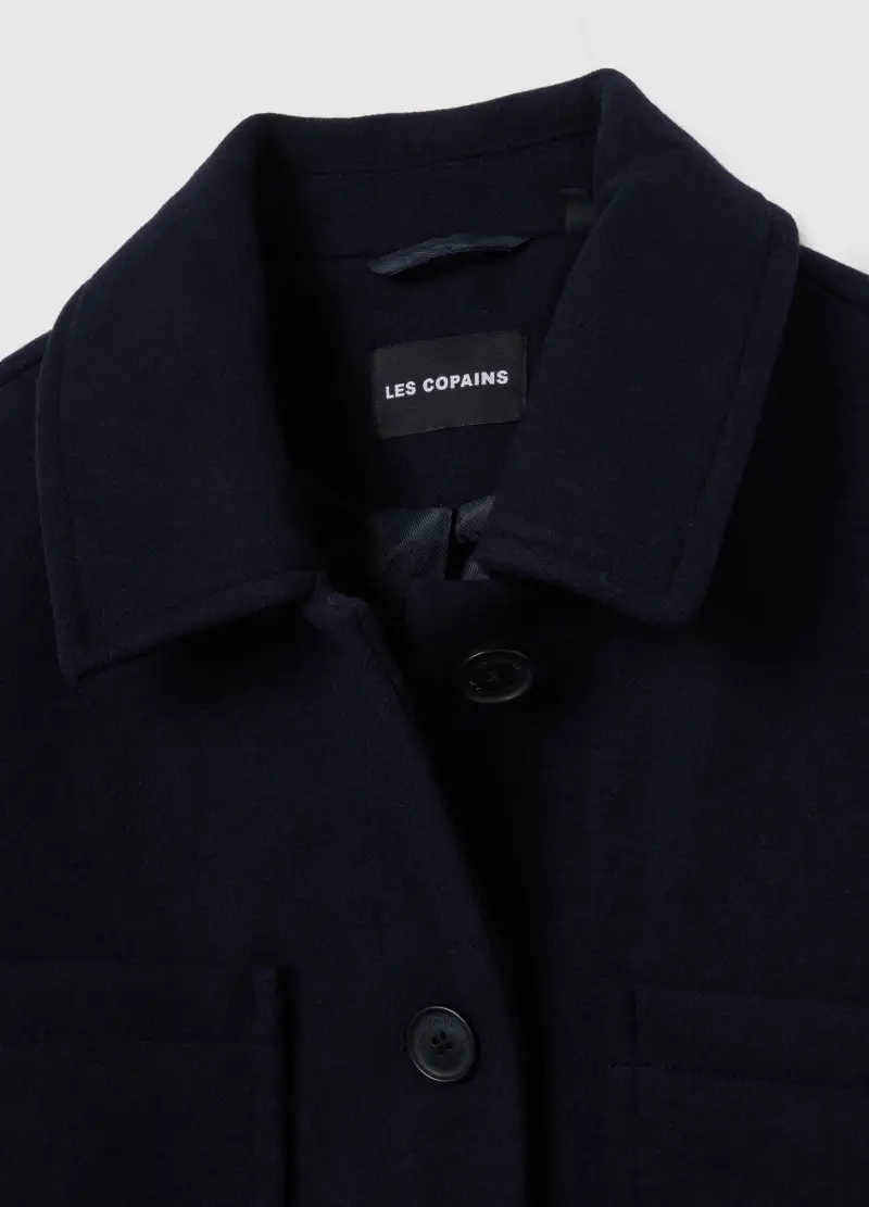 Cappotto In Misto Lana Blu Regular Fit Con Bottoni E Tasche, Donna, Blu miniatura 2