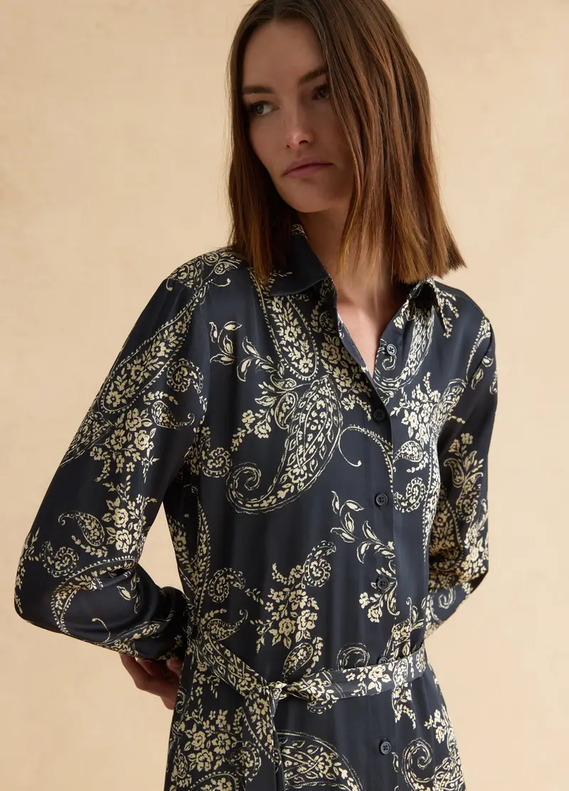 Chemisier In Misto Viscosa Multicolor Regular Fit Con Motivo Floreale, Donna, Multicolor miniatura 2