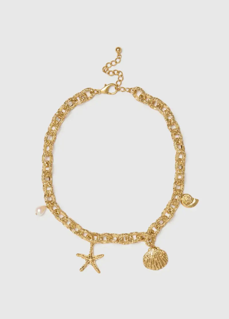 Collana In Acciaio Dorato Multicolor Con Ciondoli, Donna, Oro