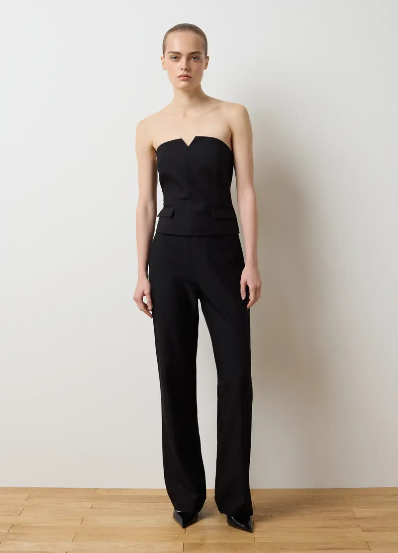 Corsetto Nero Slim Fit Con Scollo A Cuore, Donna, Nero miniatura 2