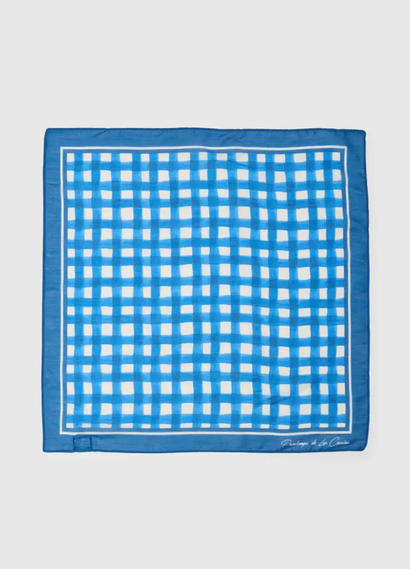 Foulard In Modal E Seta A Quadri Multicolor, Donna, Multicolor miniatura 2