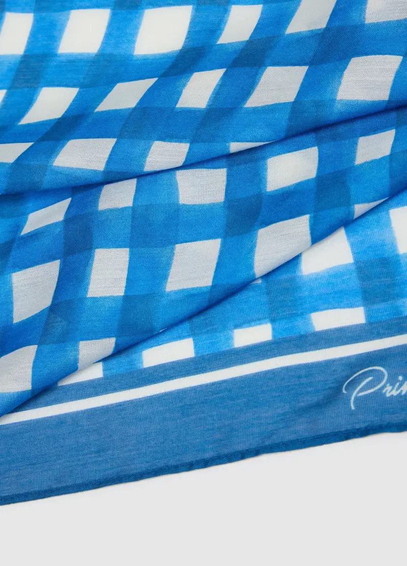 Foulard In Modal E Seta A Quadri Multicolor, Donna, Multicolor miniatura 3