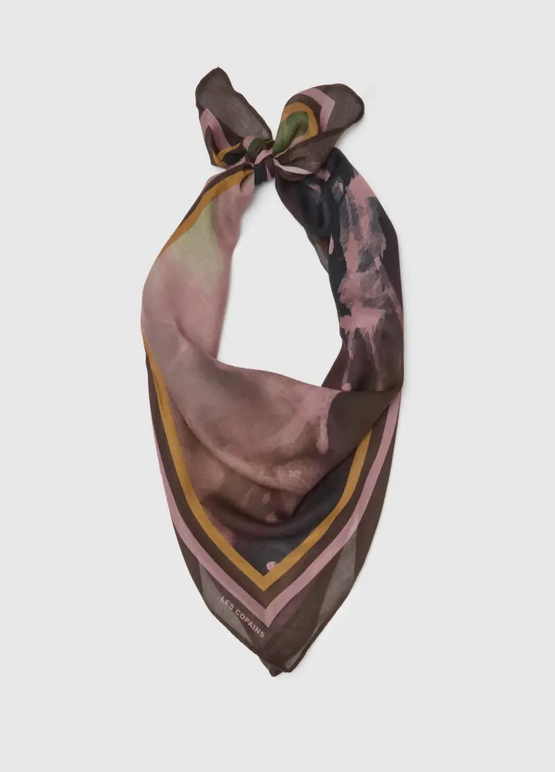 Foulard Multicolor Con Dettagli Floreali, Donna, Multicolor