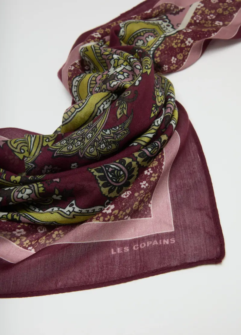 Foulard Viola In Puro Viscosa, Donna, Rosso miniatura 3