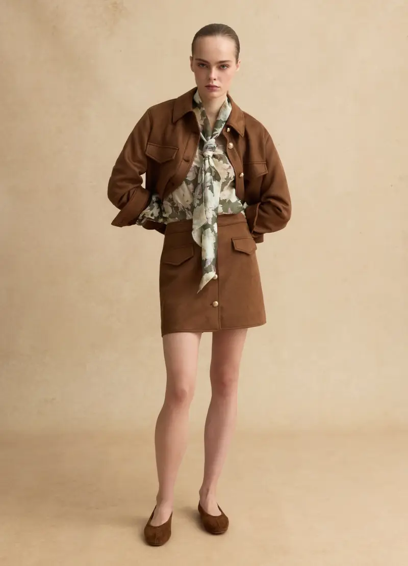 Les Copains Giacca Elegante Marrone Regular Fit con Bottoni Dorati miniatura 2