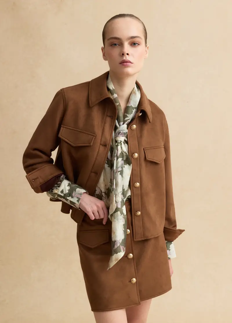 Les Copains Giacca Elegante Marrone Regular Fit con Bottoni Dorati