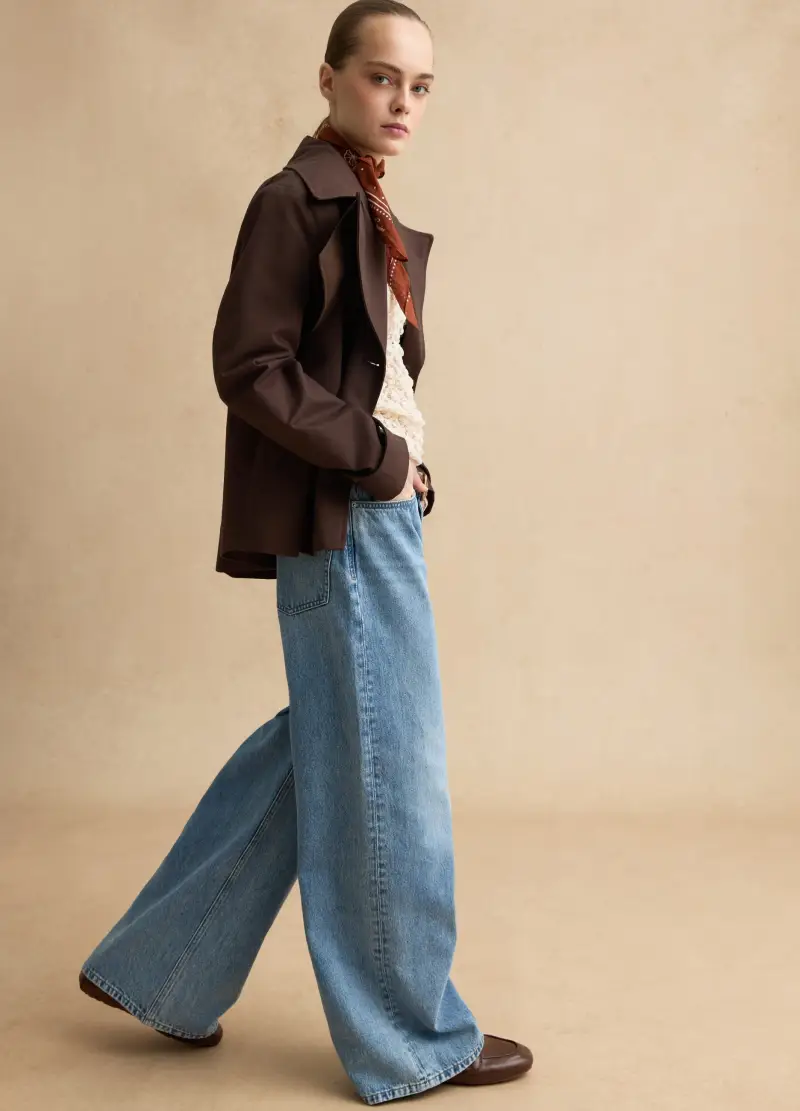 Giacca Foderata In Puro Cotone Marrone Regular Fit Con Bottoni, Donna, Marrone