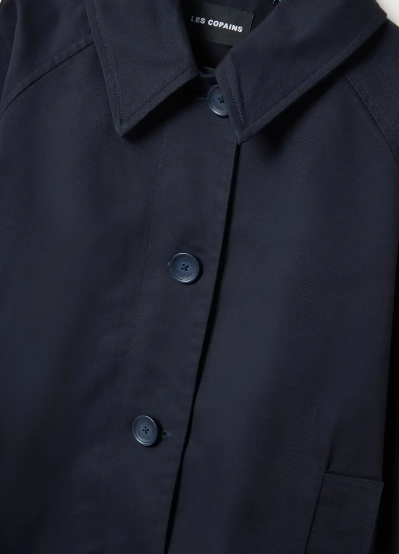 Giacca In Puro Cotone Blu Regular Fit Con Bottoni, Donna, Blu miniatura 2