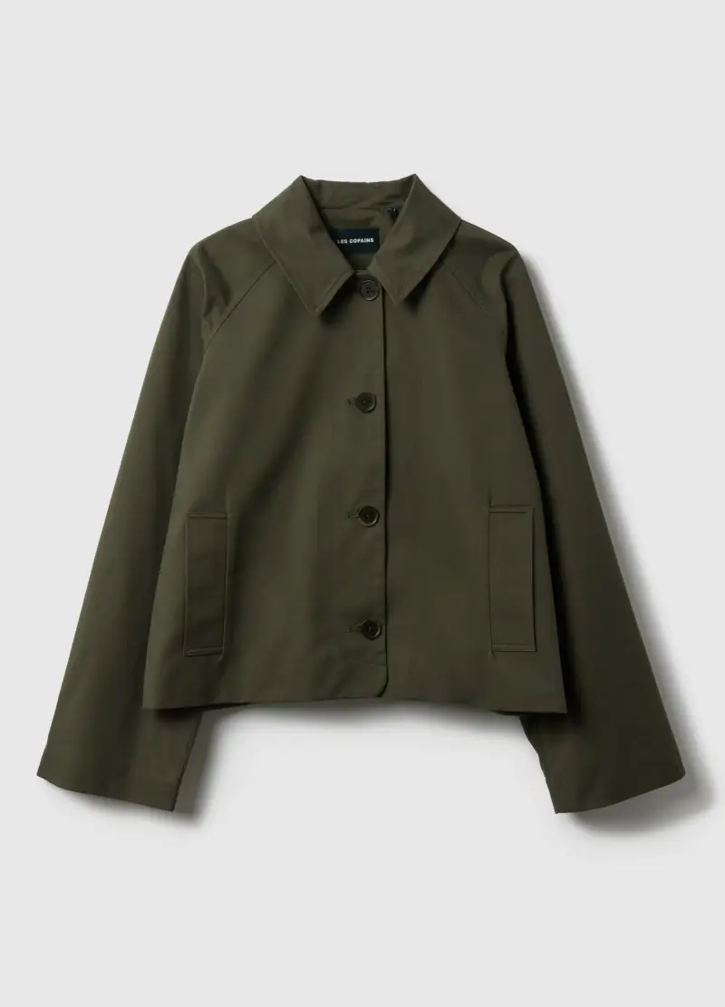 Giacca In Puro Cotone Verde Regular Fit Con Bottoni, Donna, Verde