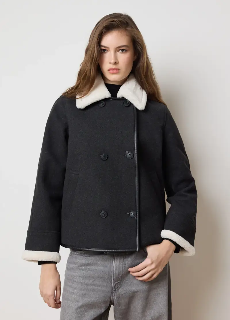 Giacca Nera Con Colletto Regular Fit Con Bottoni, Donna, Nero miniatura 2