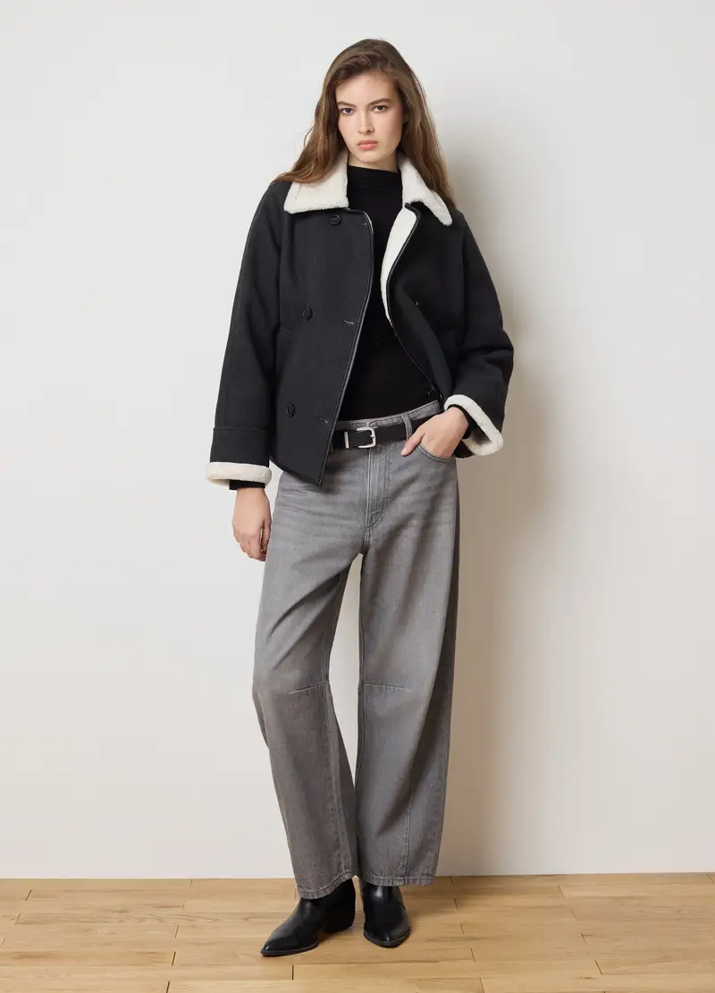 Giacca Nera Con Colletto Regular Fit Con Bottoni, Donna, Nero