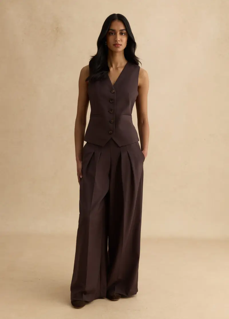 LES COPAINS Gilet Donna Marrone 4329603 miniatura 2