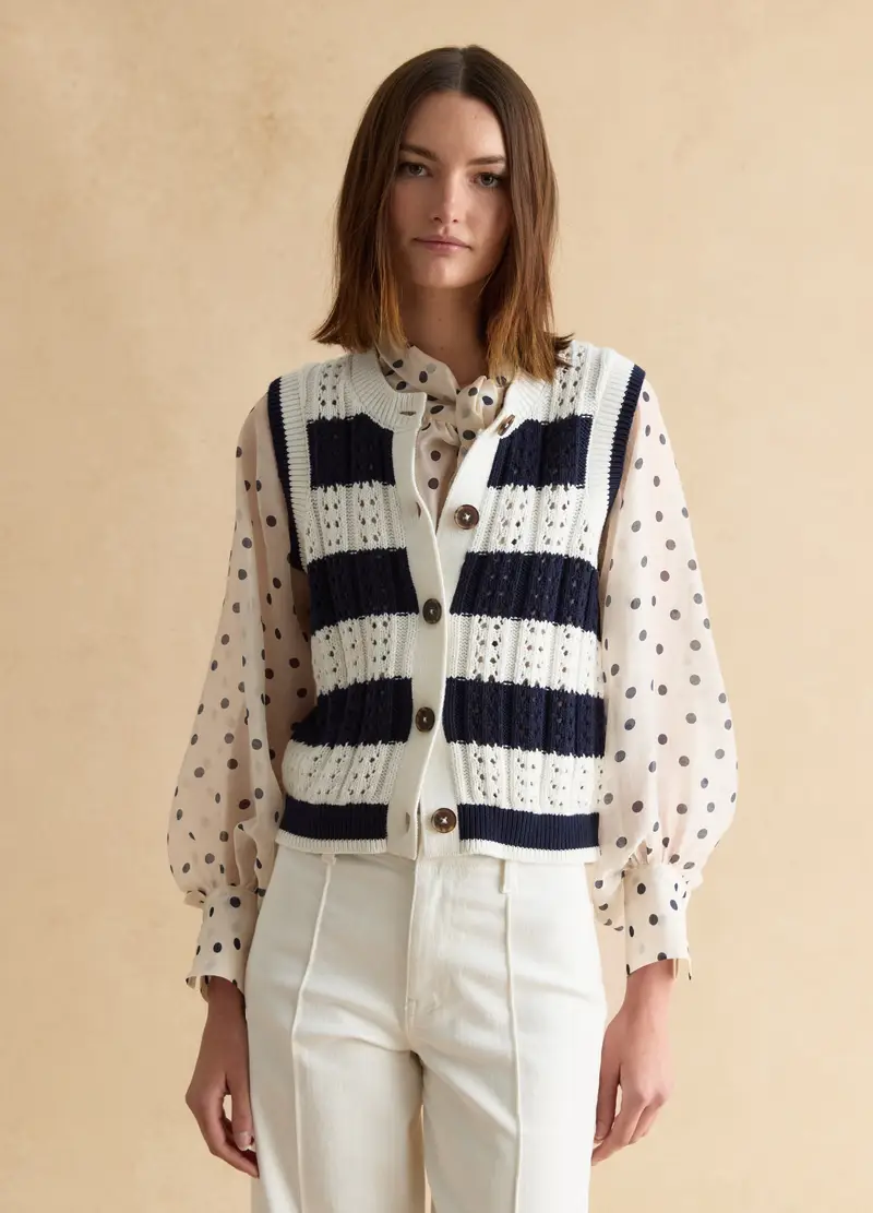 Gilet In Puro Cotone A Righe Multicolor Regular Fit, Donna, Multicolor