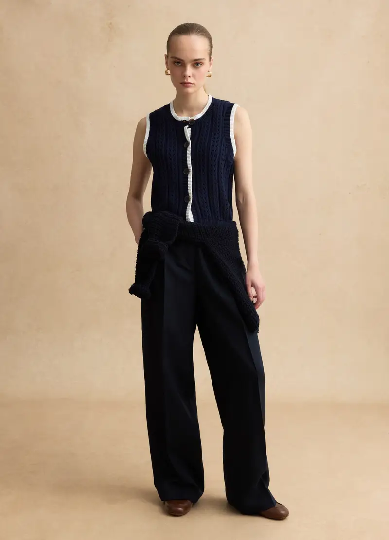 Gilet In Puro Cotone Multicolor Regular Fit Con Design Intrecciato, Donna, Multicolor