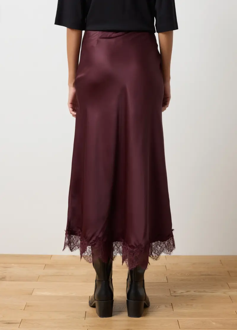 Gonna In Misto Satin Marrone Regular Fit, Donna, Marrone miniatura 3