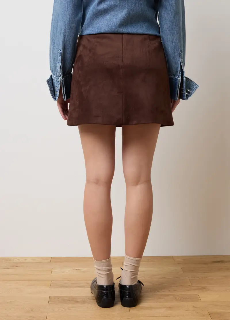 Gonna In Tessuto Elasticizzato Marrone Regular Fit, Donna, Marrone miniatura 3