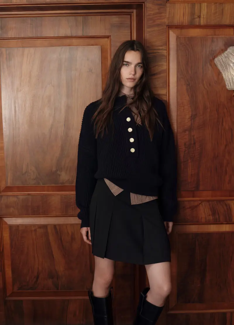 Gonna In Tessuto Elasticizzato Nera Regular Fit, Donna, Nero